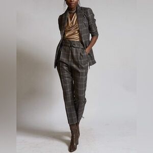 Brunello Cucinelli plaid D-ring high waisted trousers